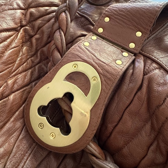 Steve Madden Vintage Brown Leather Shoulder Bag. Gold Turnlock. RARE - Picture 6 of 8